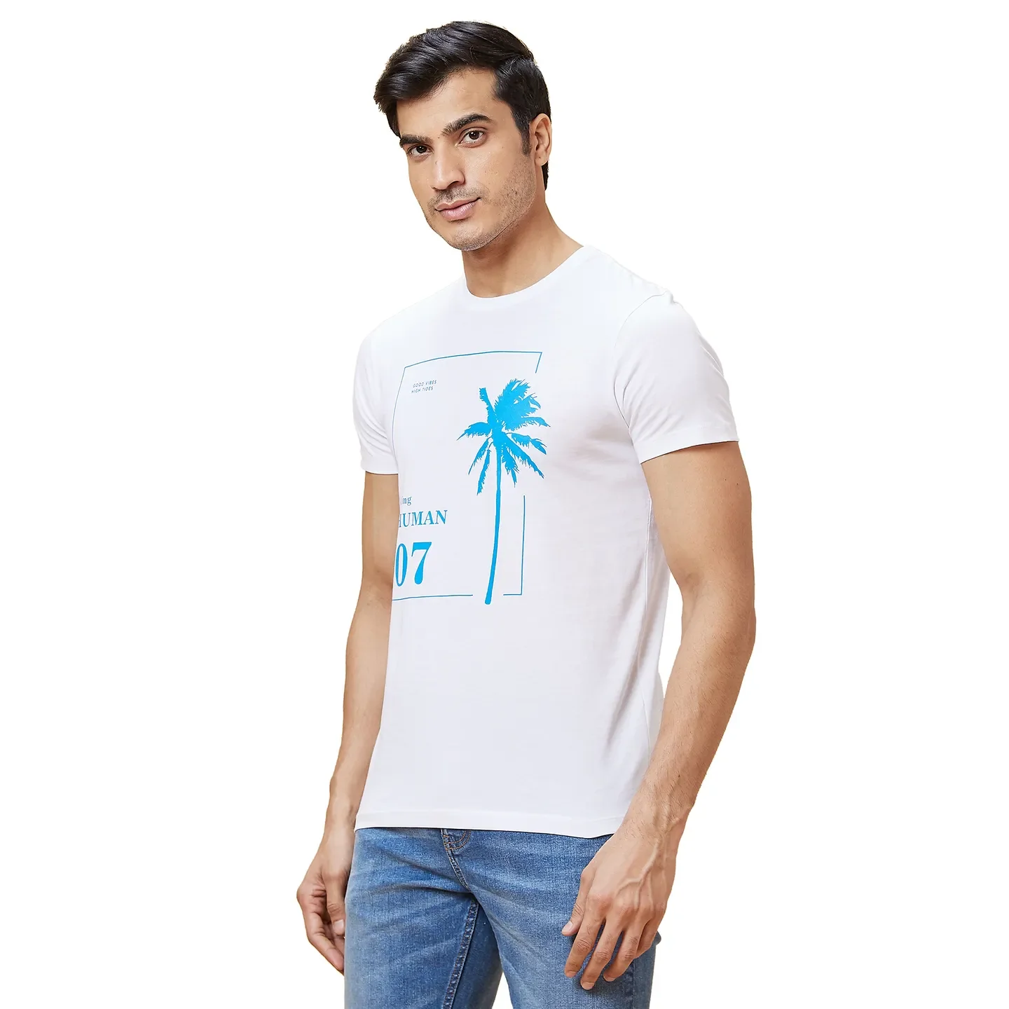 White Regular Fit Men's Short Sleeves T-Shirt by Being Human Clothing - Image 3