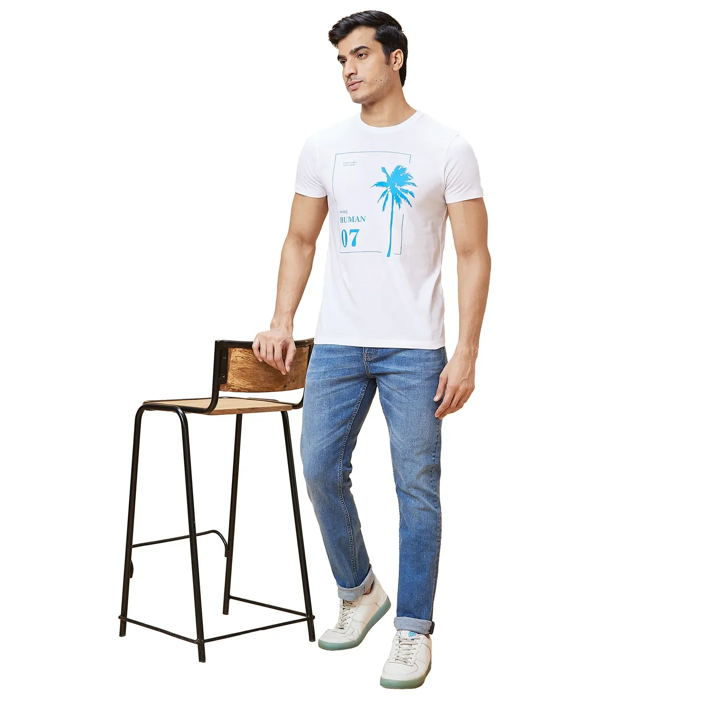 White Regular Fit Men's Short Sleeves T-Shirt by Being Human Clothing - Image 6