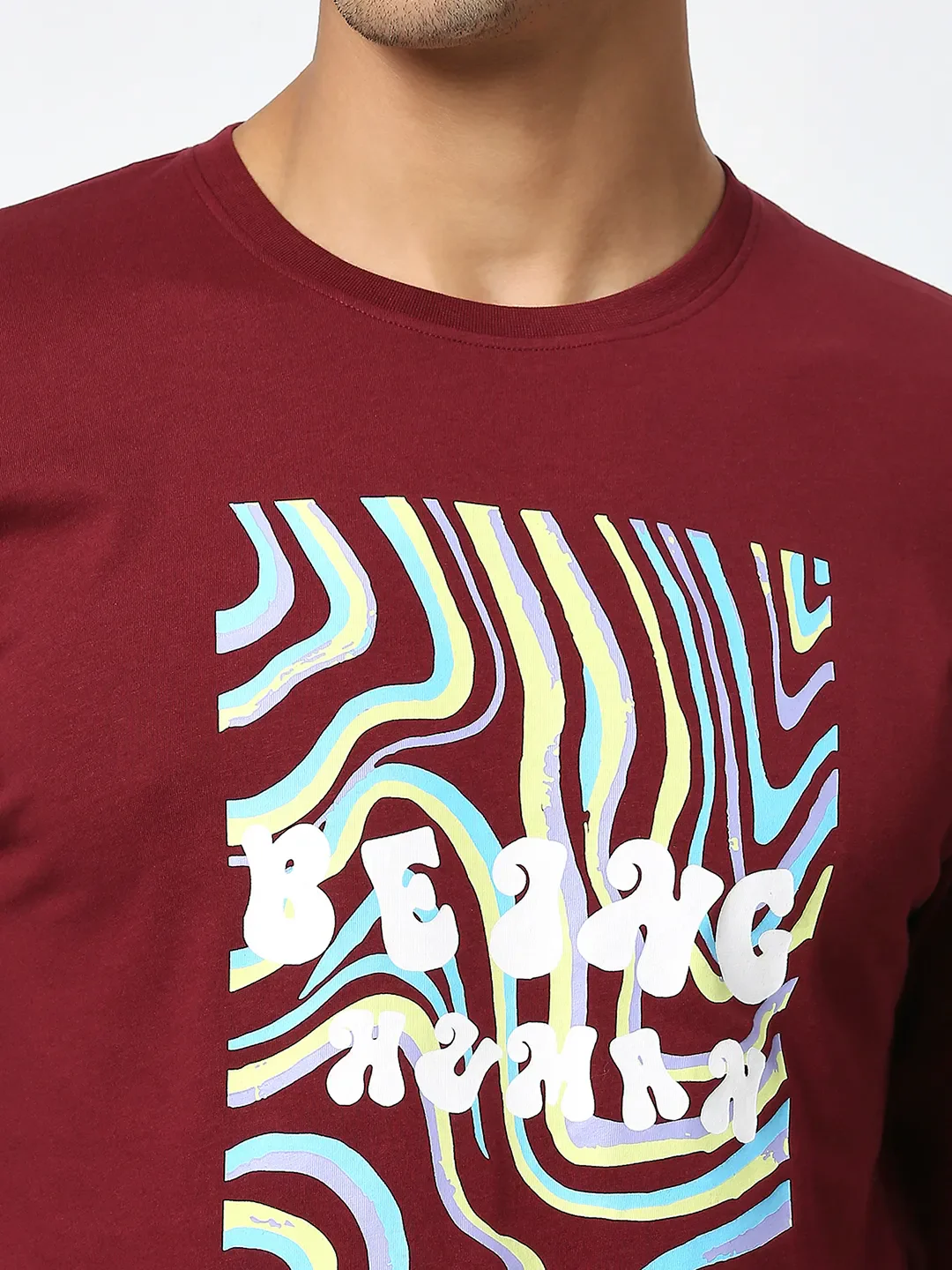 Red Regular Fit Men's Long Sleeves T-Shirt by Being Human Clothing - Image 2