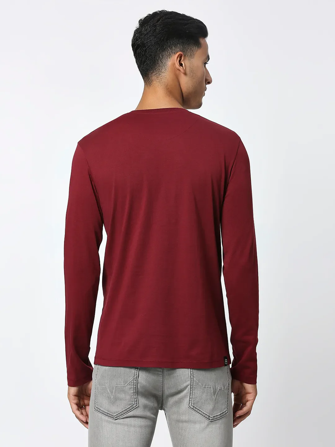 Red Regular Fit Men's Long Sleeves T-Shirt by Being Human Clothing - Image 3