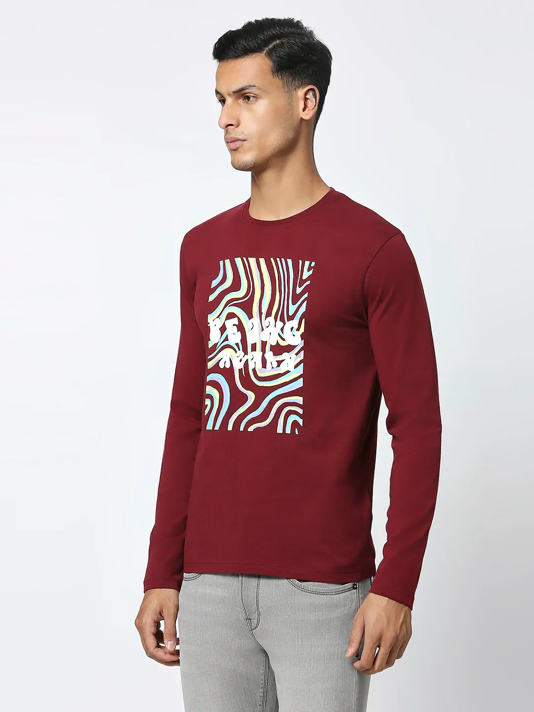 Red Regular Fit Men's Long Sleeves T-Shirt by Being Human Clothing - Image 5