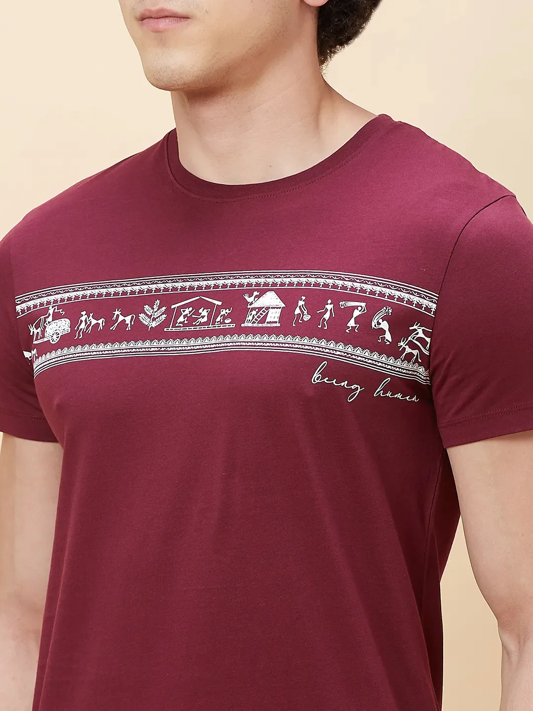 Red Regular Fit Men's Short Sleeves T-Shirt by Being Human Clothing - Image 5