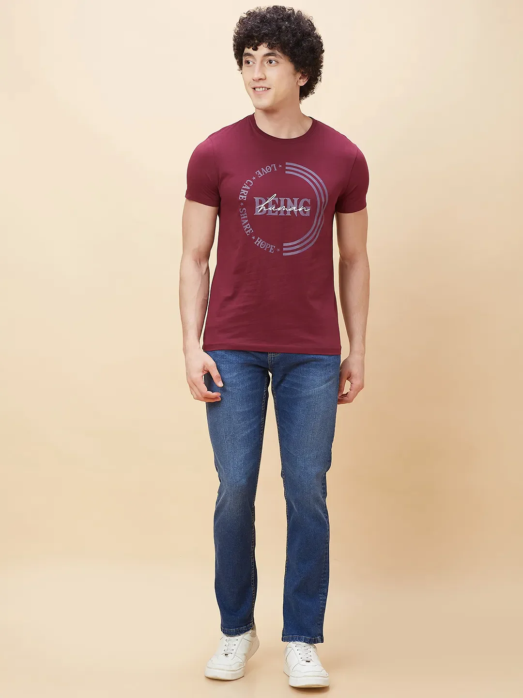 Red Regular Fit Men's Short Sleeves T-Shirt by Being Human Clothing - Image 2