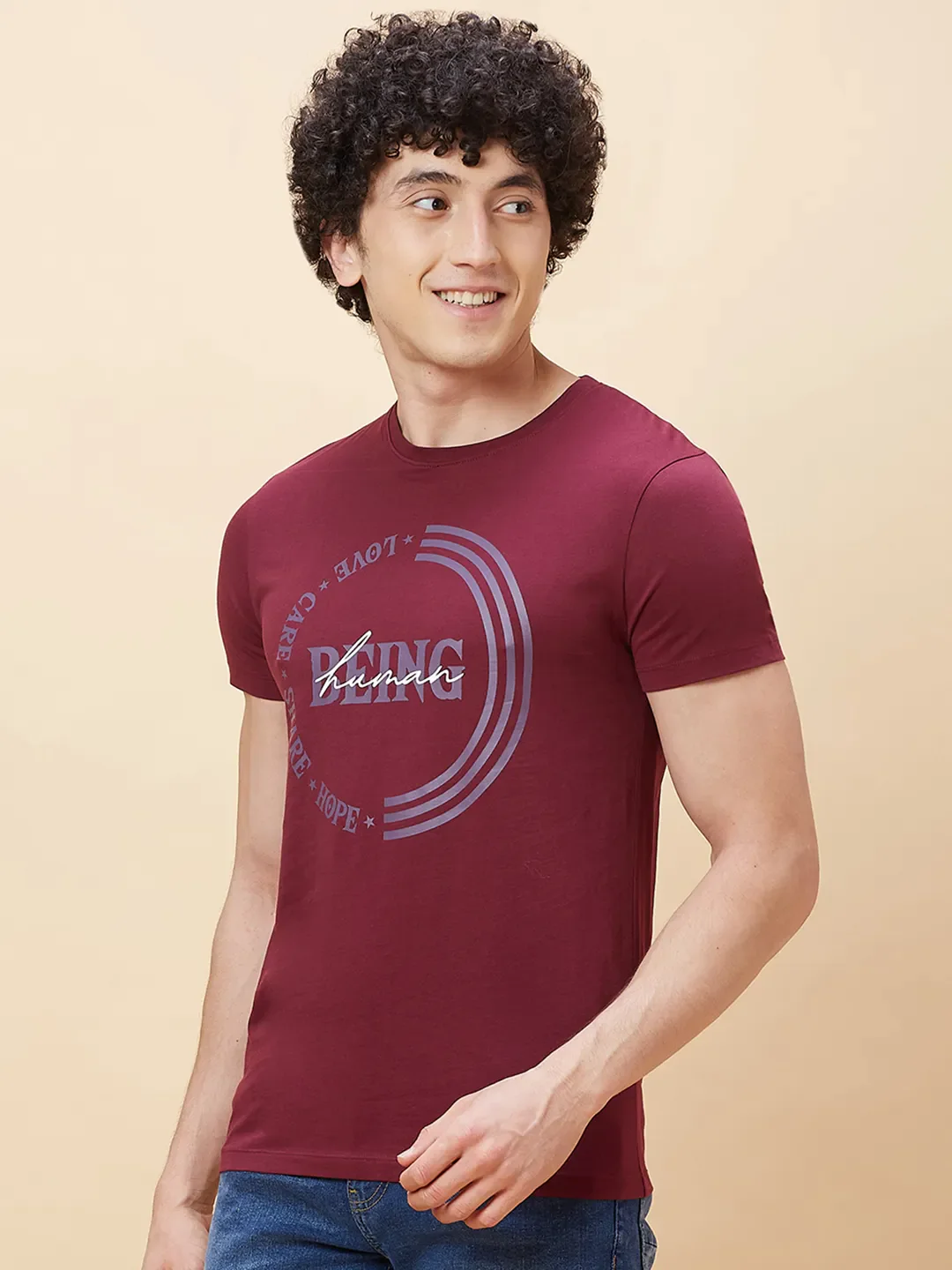 Red Regular Fit Men's Short Sleeves T-Shirt by Being Human Clothing - Image 4