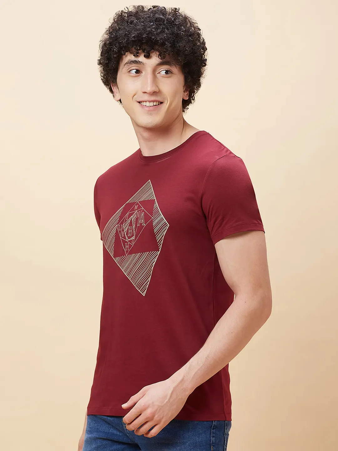 Red Regular Fit Men's Short Sleeves T-Shirt by Being Human Clothing - Image 3