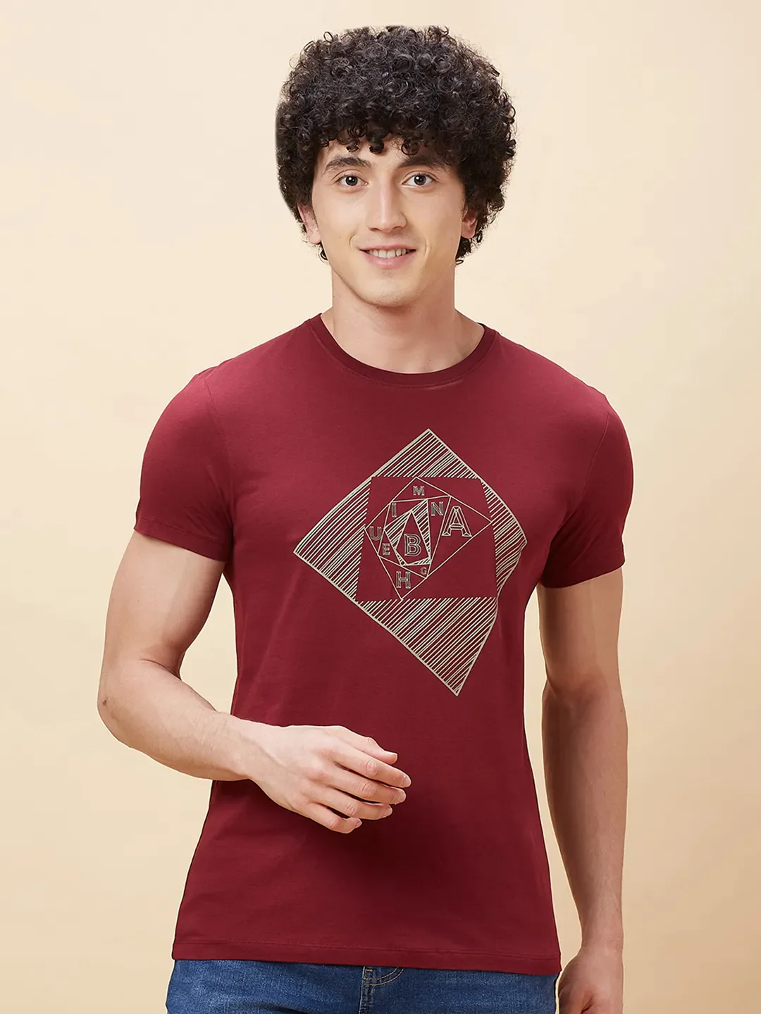 Red Regular Fit Men's Short Sleeves T-Shirt by Being Human Clothing - Image 6