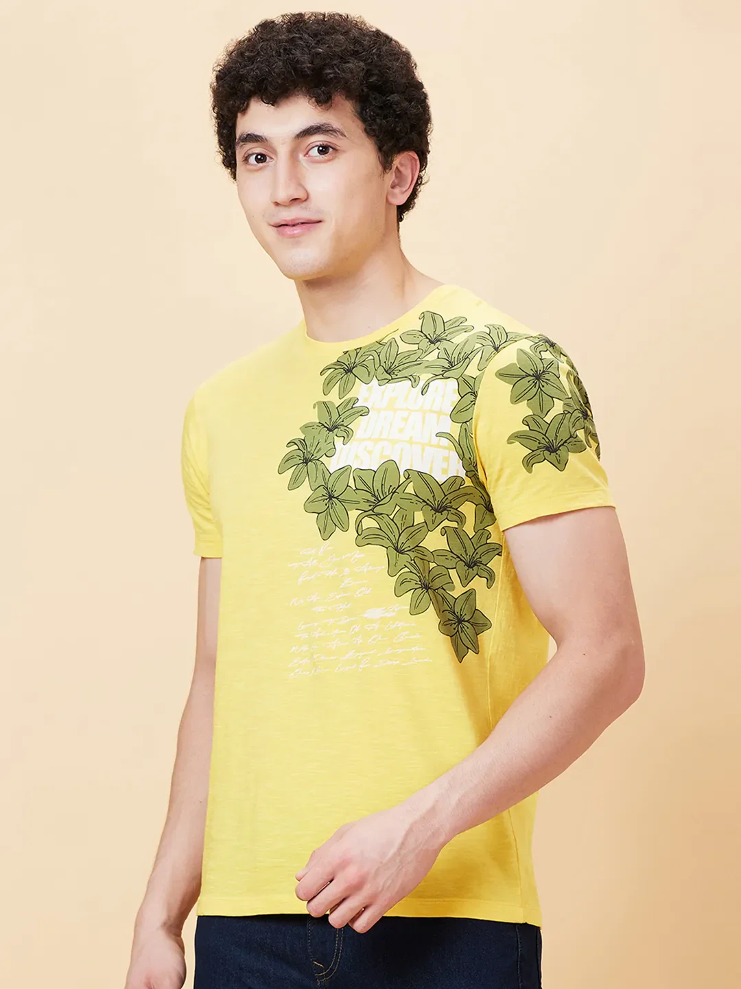 Yellow Regular Fit Men's Short Sleeves T-Shirt by Being Human Clothing - Image 4