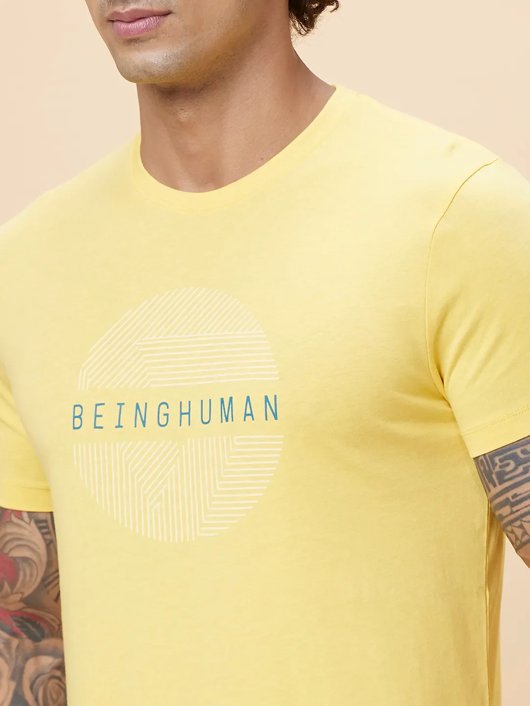 Yellow Regular Fit Men's Short Sleeves T-Shirt by Being Human Clothing - Image 5