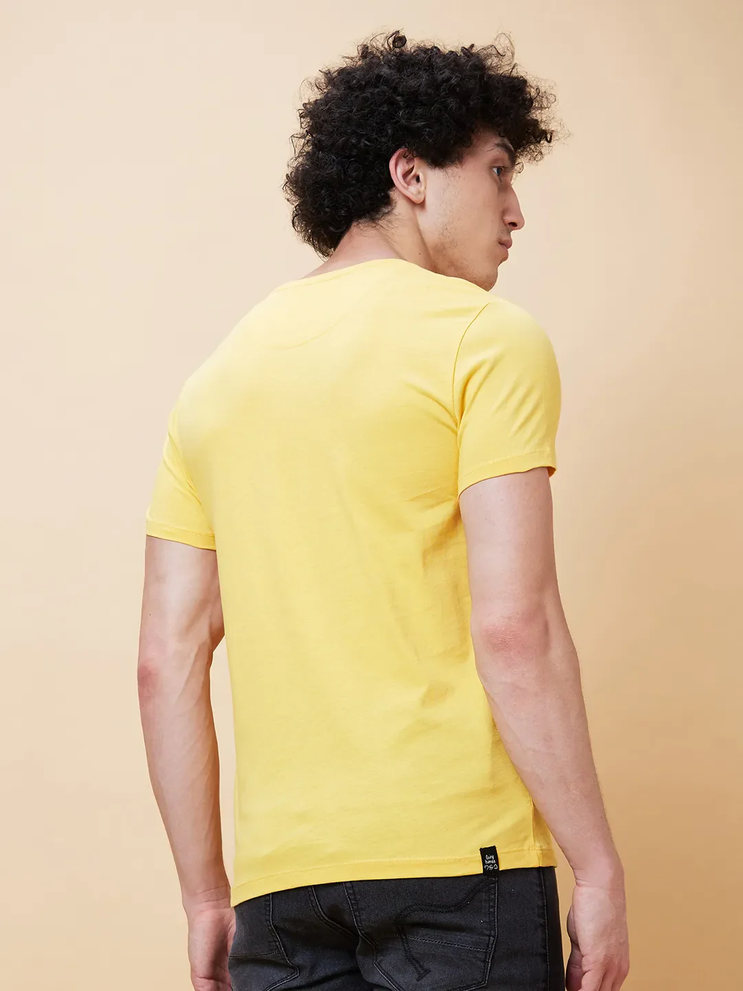 Yellow Regular Fit Men's Short Sleeves T-Shirt by Being Human Clothing - Image 3