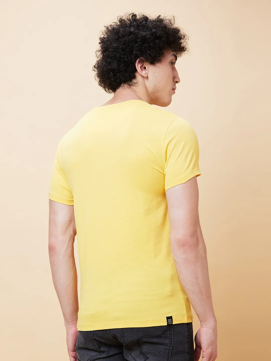Yellow Regular Fit Men's Short Sleeves T-Shirt by Being Human Clothing - Image 3