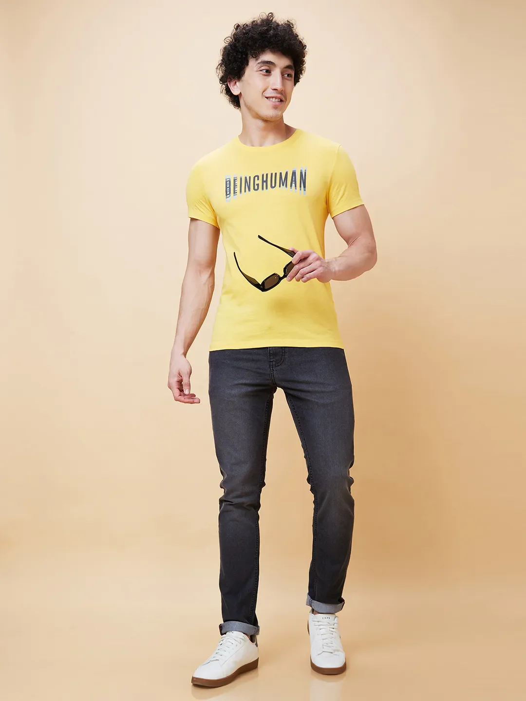 Yellow Regular Fit Men's Short Sleeves T-Shirt by Being Human Clothing - Image 6