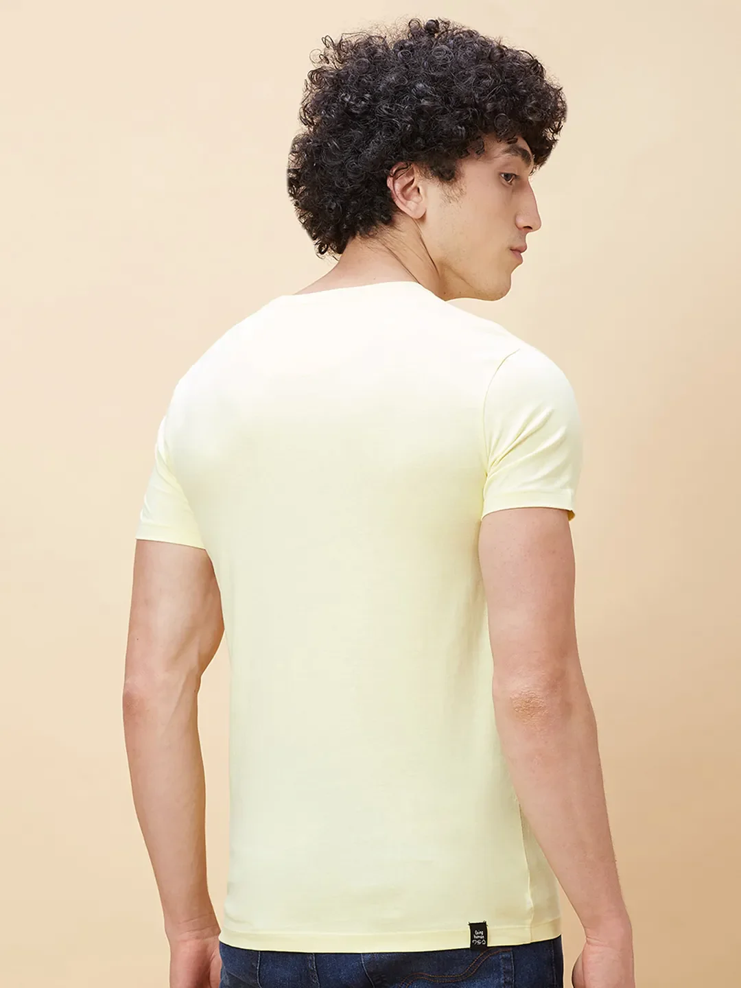 Yellow Regular Fit Men's Short Sleeves T-Shirt by Being Human Clothing - Image 3