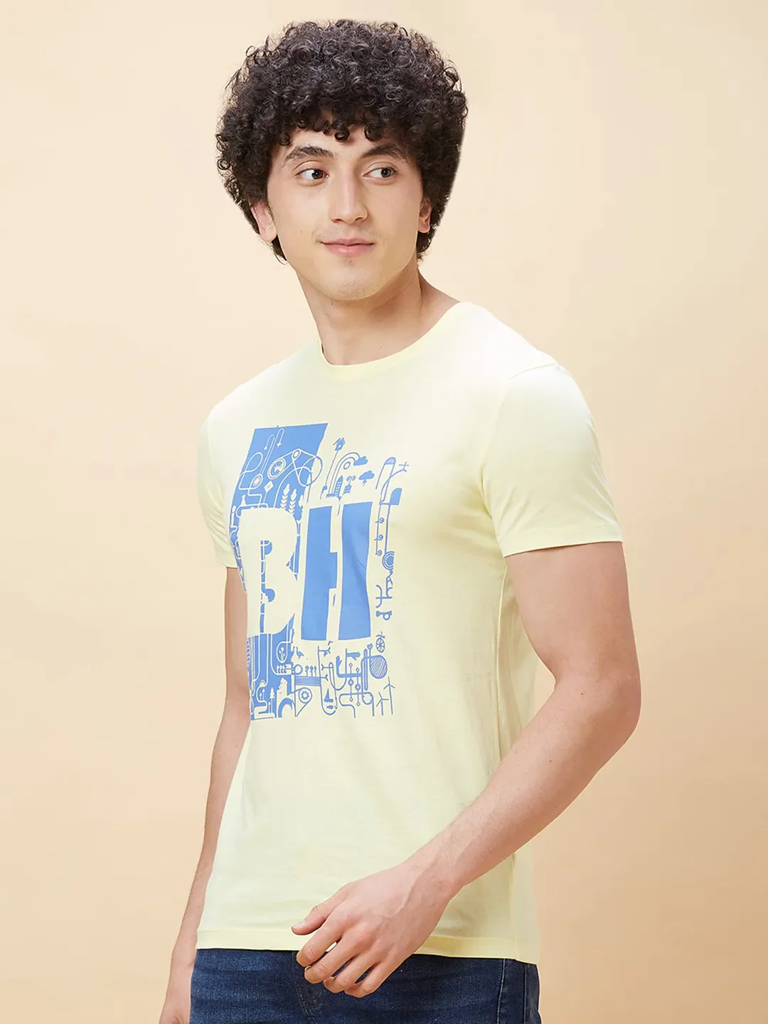 Yellow Regular Fit Men's Short Sleeves T-Shirt by Being Human Clothing - Image 4