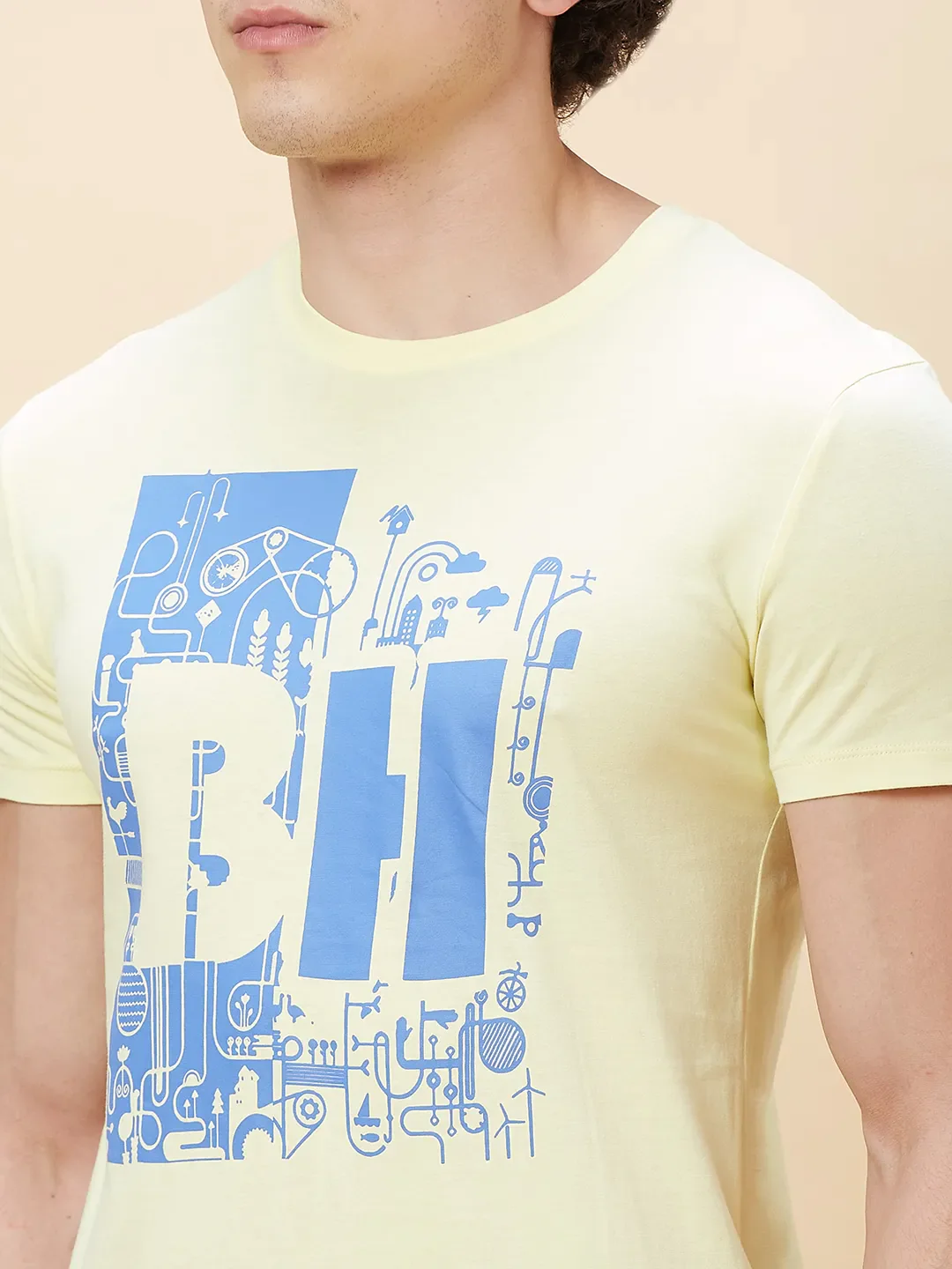 Yellow Regular Fit Men's Short Sleeves T-Shirt by Being Human Clothing - Image 5