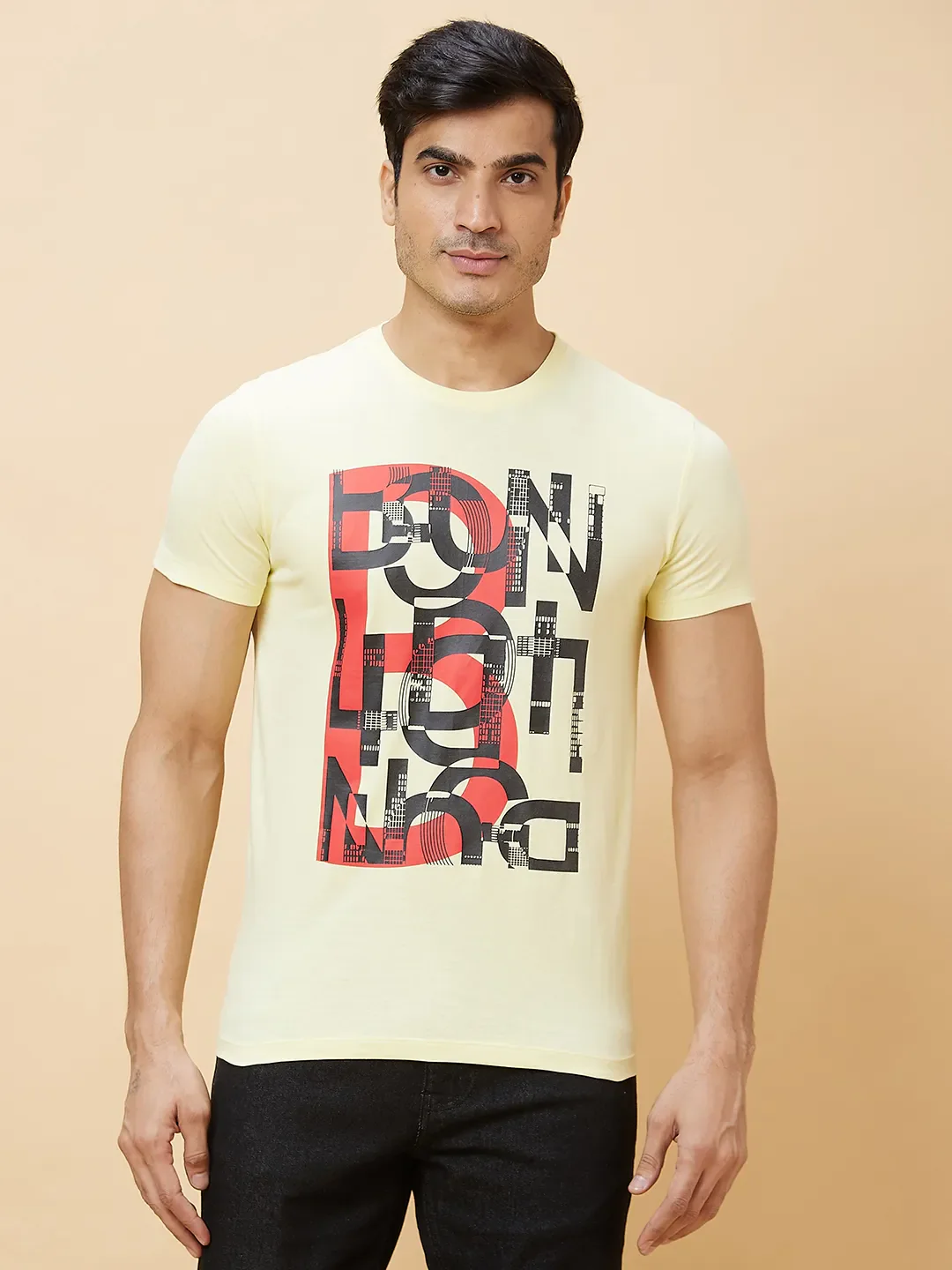 Yellow Regular Fit Round Neck Men's T-Shirt by Being Human Clothing