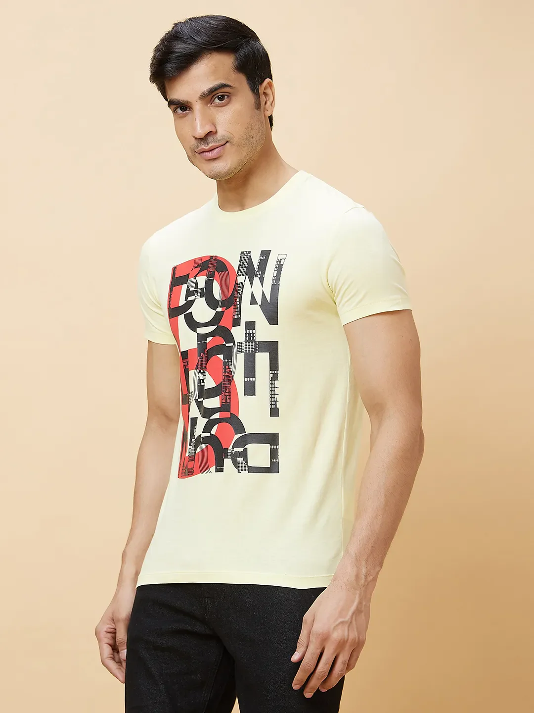 Yellow Regular Fit Round Neck Men's T-Shirt by Being Human Clothing - Image 3
