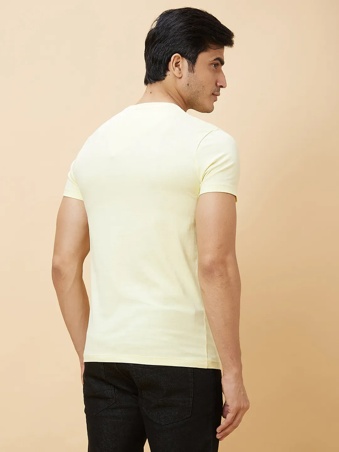 Yellow Regular Fit Round Neck Men's T-Shirt by Being Human Clothing - Image 4