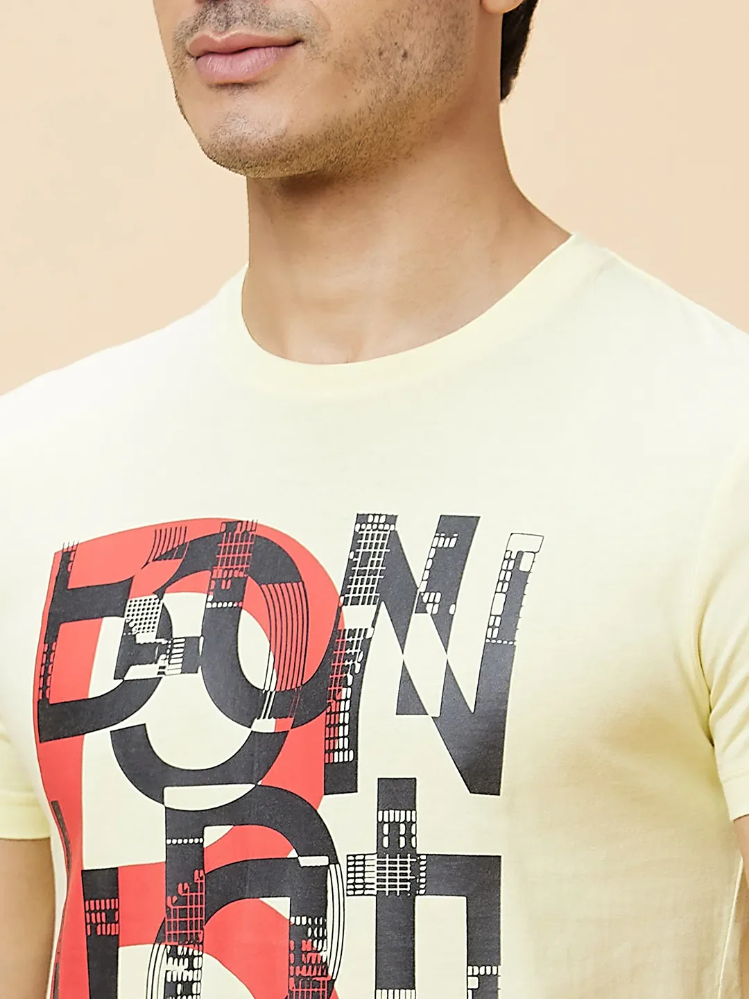 Yellow Regular Fit Round Neck Men's T-Shirt by Being Human Clothing - Image 5