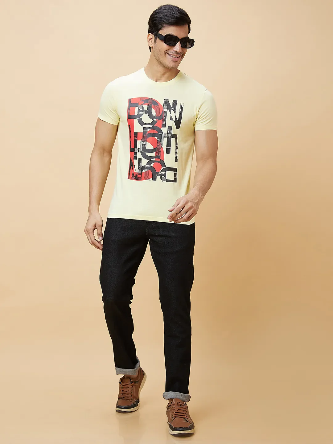 Yellow Regular Fit Round Neck Men's T-Shirt by Being Human Clothing - Image 6