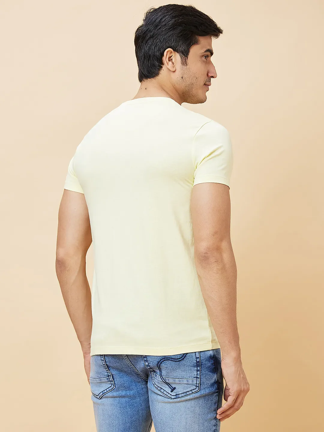 Yellow Regular Fit Men's Short Sleeves T-Shirt by Being Human Clothing - Image 3