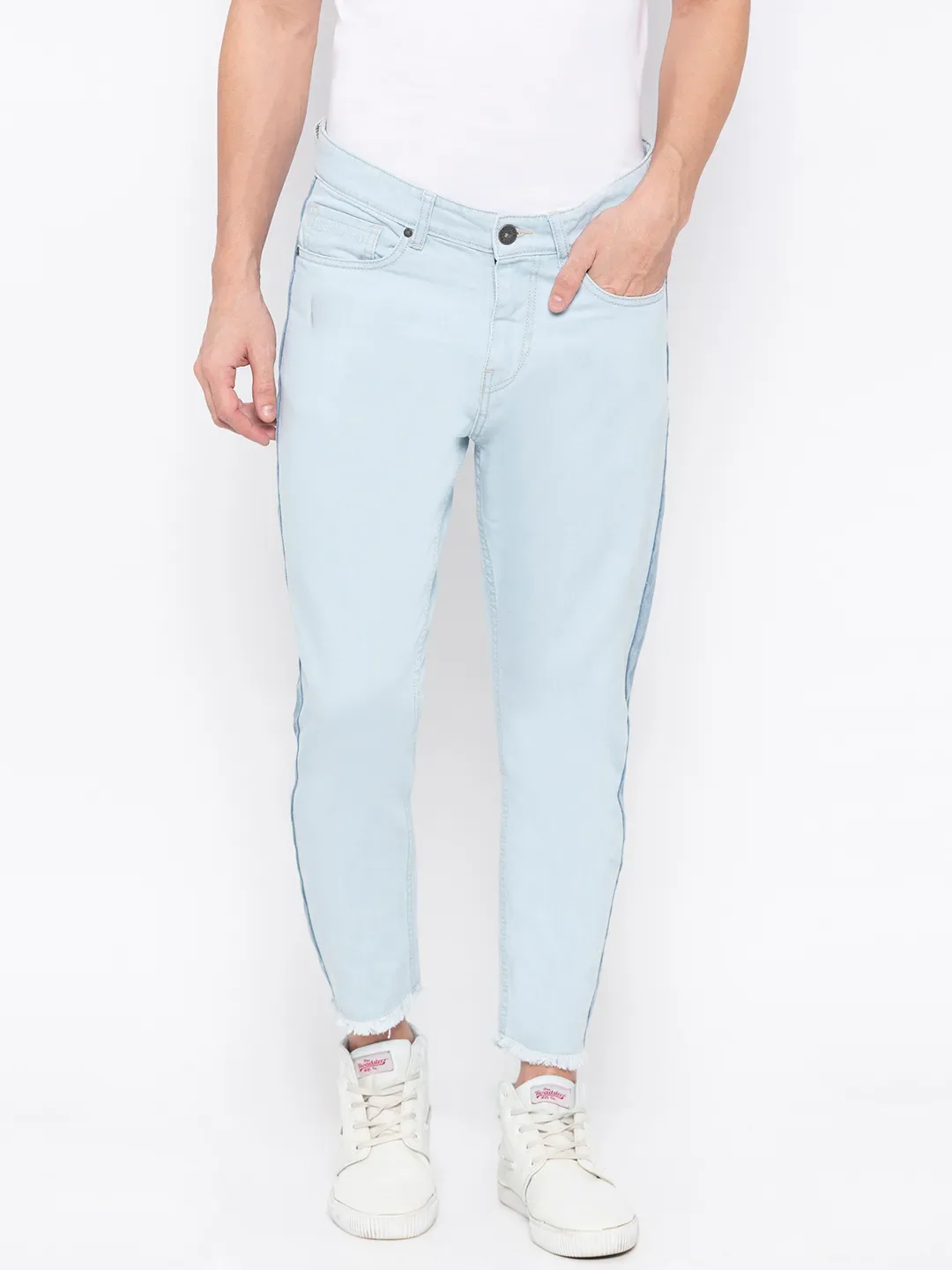 Blue Tapered Cropped Fit Men's Denims by Being Human Clothing