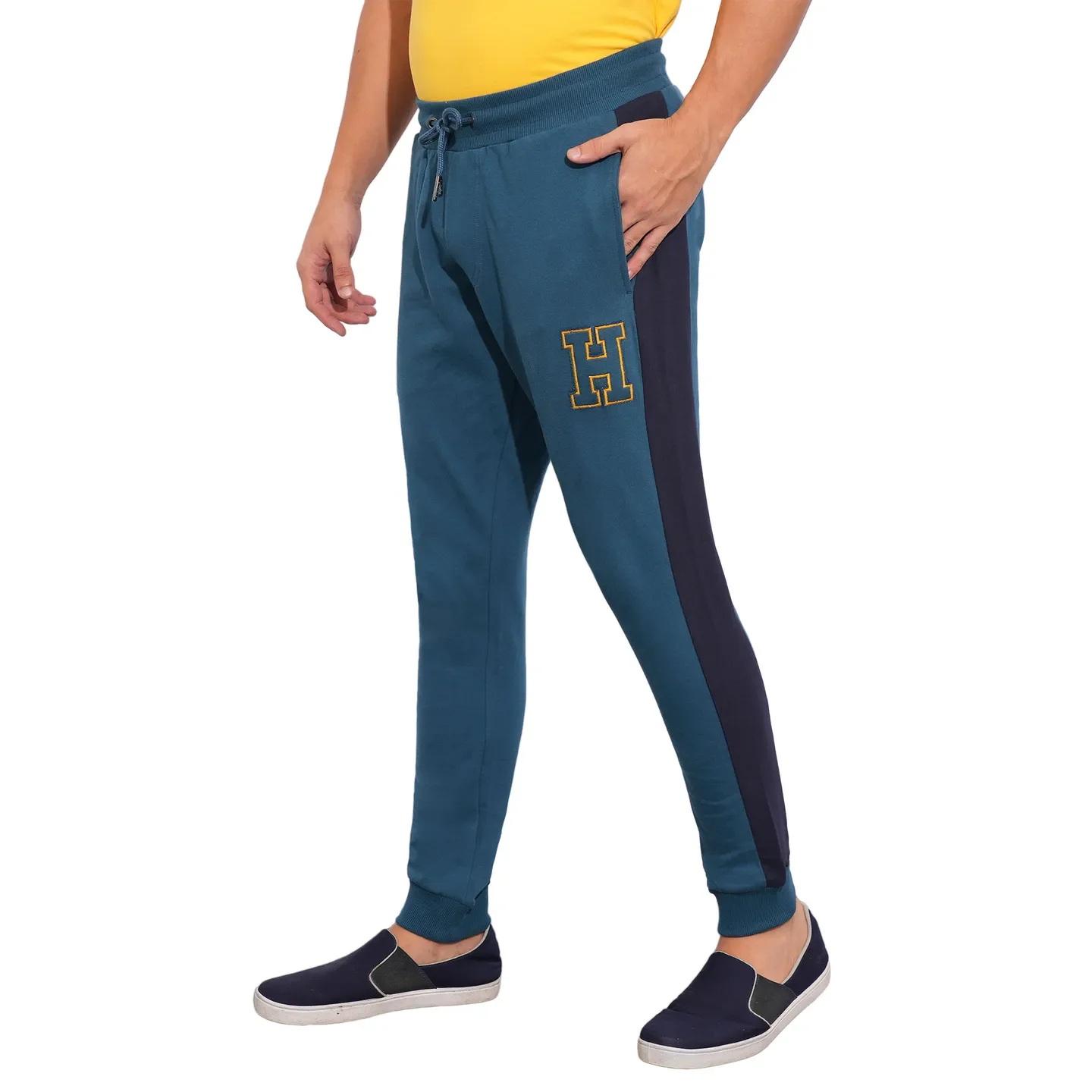 Teal Regular Fit Track Pants For Men By Being Human Clothing - Image 2