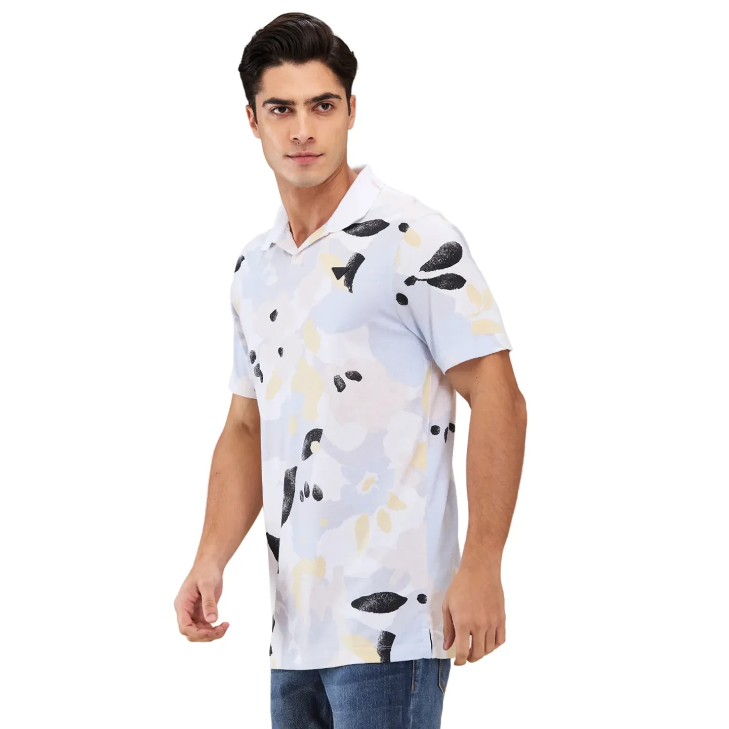 White Regular Fit Men's Polo T-Shirt by Being Human Clothing - Image 4