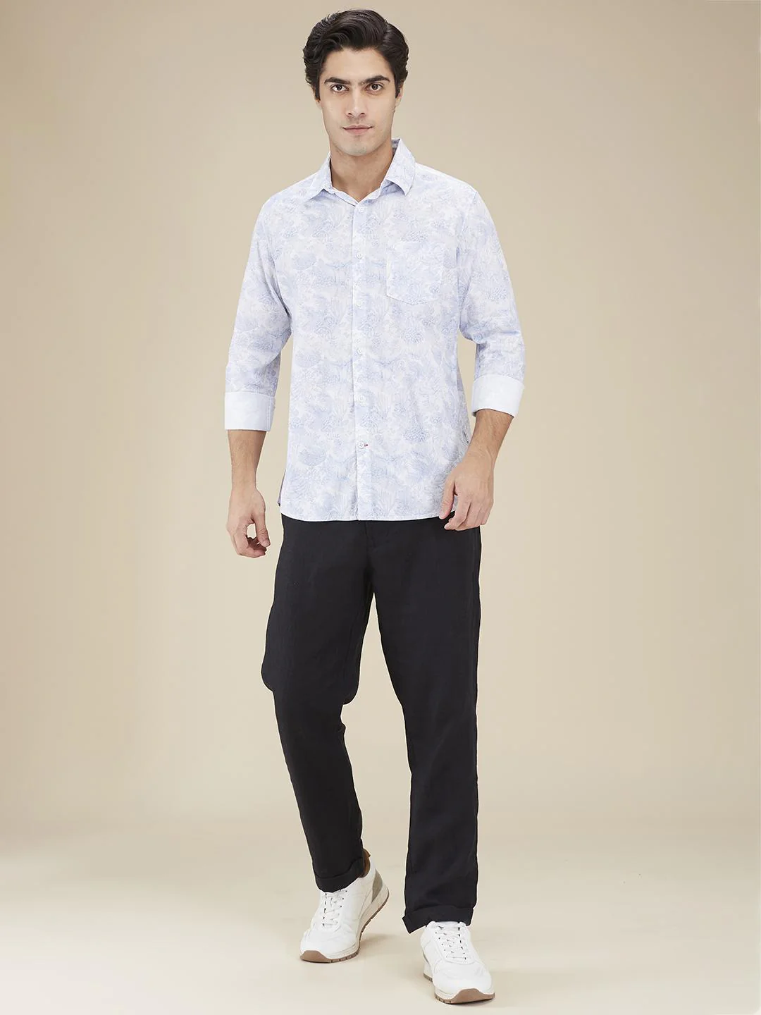 White Regular Fit Regular Collar Men's Shirt by Being Human Clothing