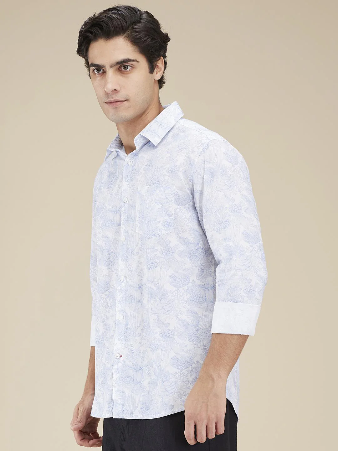White Regular Fit Regular Collar Men's Shirt by Being Human Clothing - Image 2