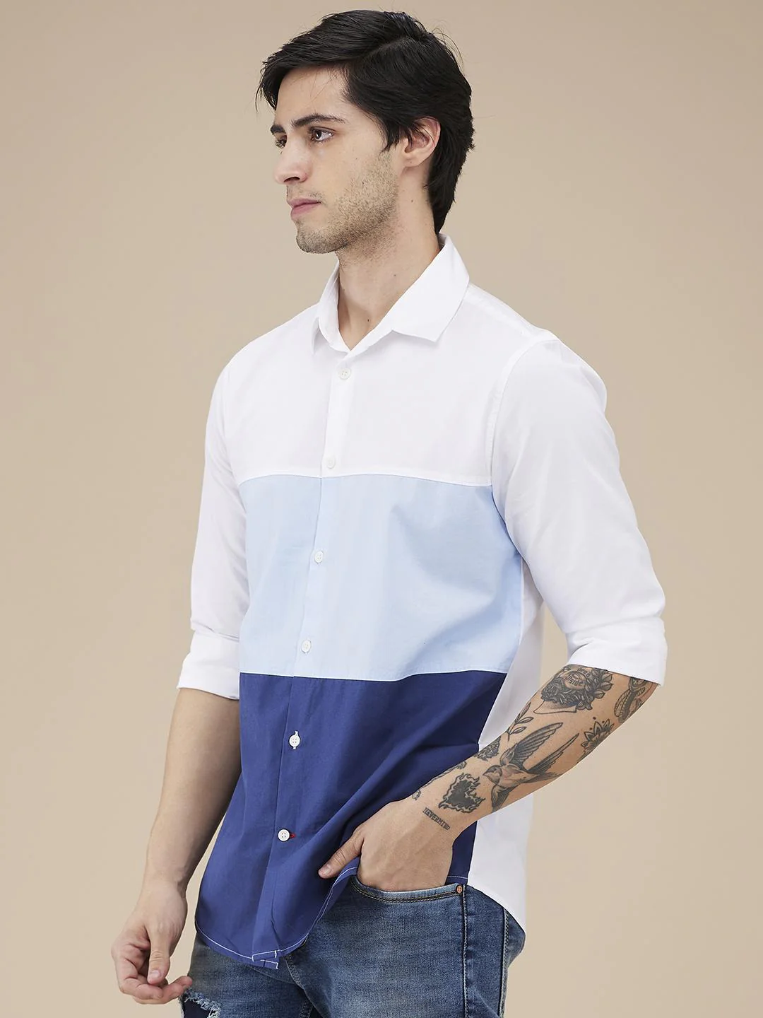 White Regular Fit Regular Collar Men's Shirt by Being Human Clothing - Image 2