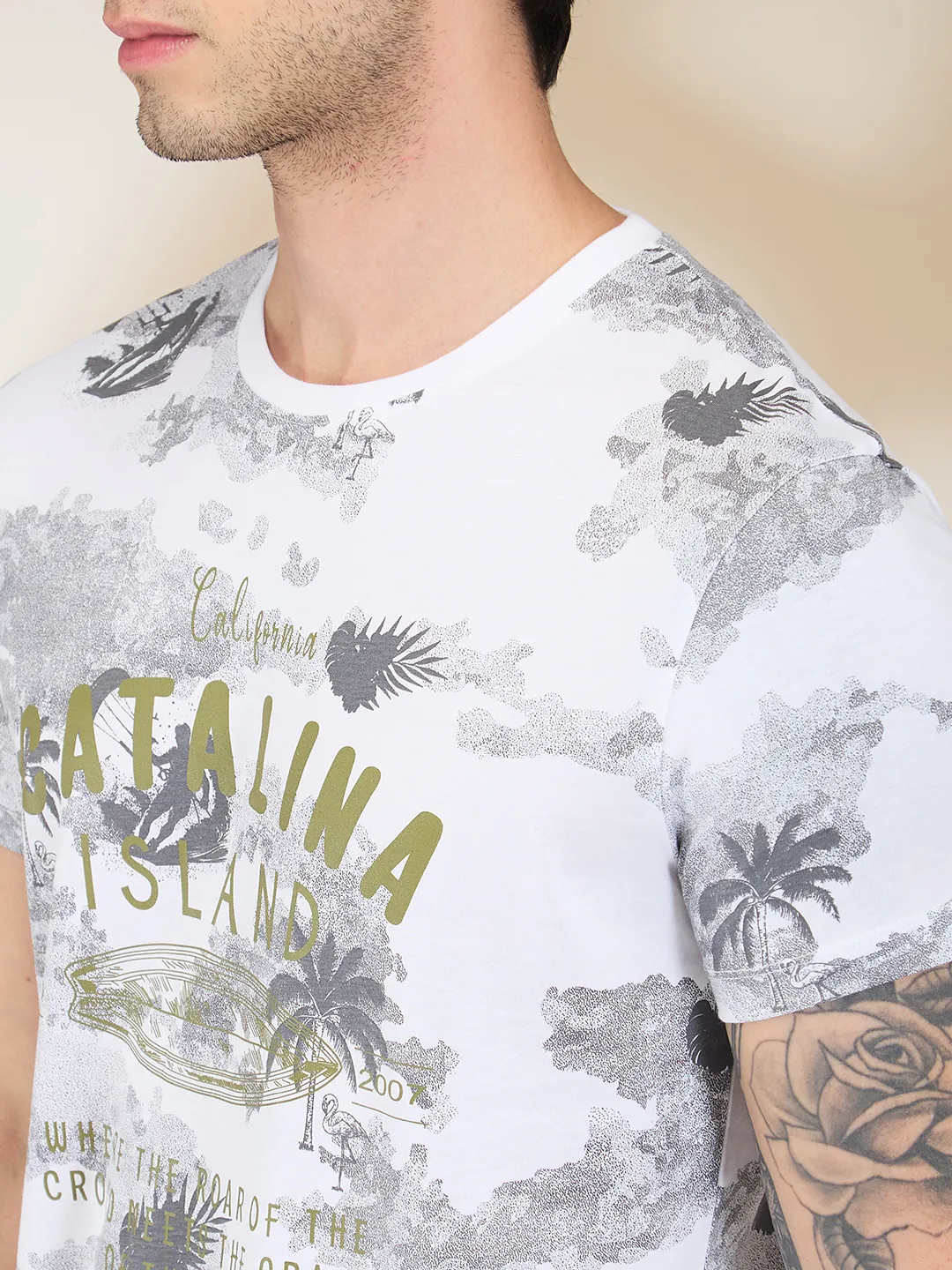 White Slim Fit Men's Short Sleeves T-Shirt by Being Human Clothing - Image 5