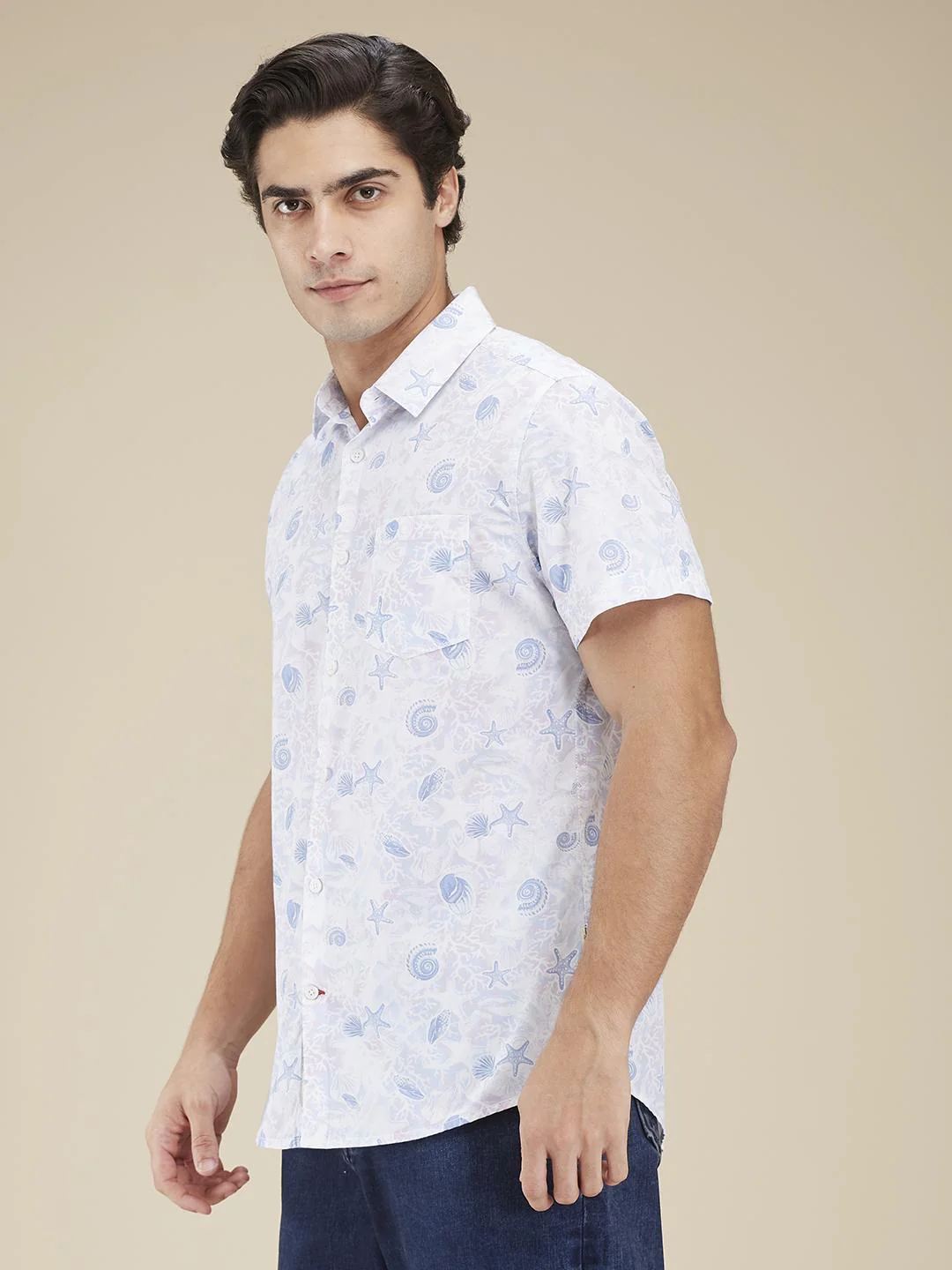 White Regular Fit Regular Collar Men's Shirt by Being Human Clothing - Image 2