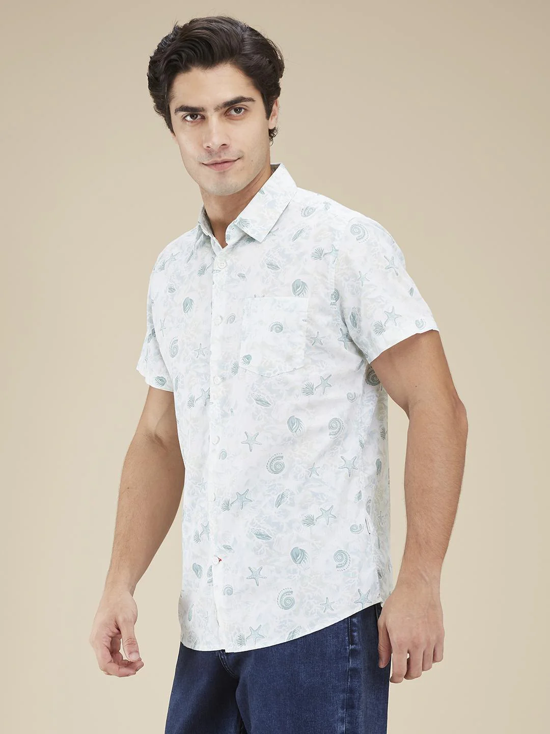 White Regular Fit Regular Collar Men's Shirt by Being Human Clothing - Image 2