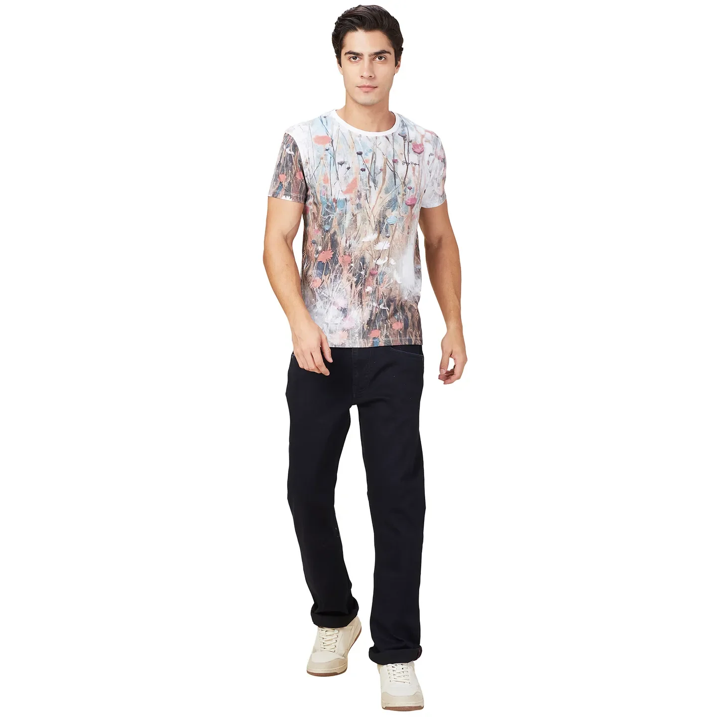 White Slim Fit Round Neck Men's T-Shirt by Being Human Clothing - Image 2