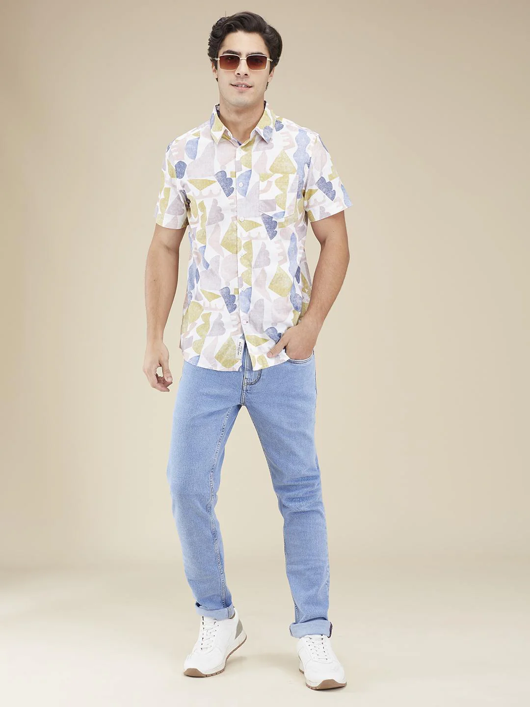 White Regular Fit Regular Collar Men's Shirt by Being Human Clothing - Image 5