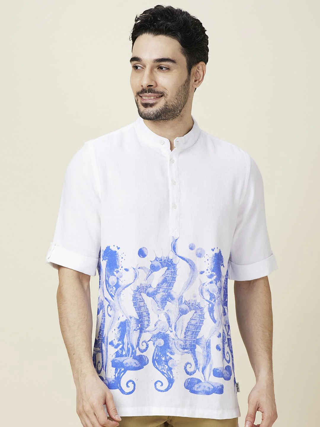 White Regular Fit Regular Collar Men's Shirt by Being Human Clothing
