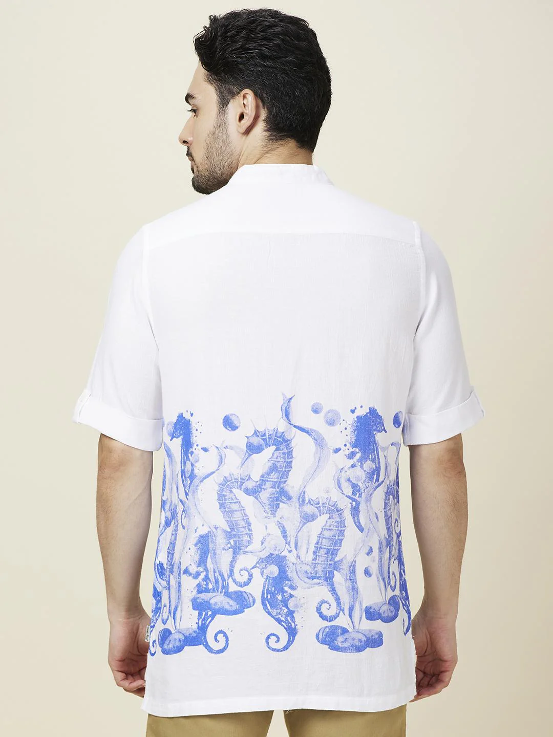 White Regular Fit Regular Collar Men's Shirt by Being Human Clothing - Image 3