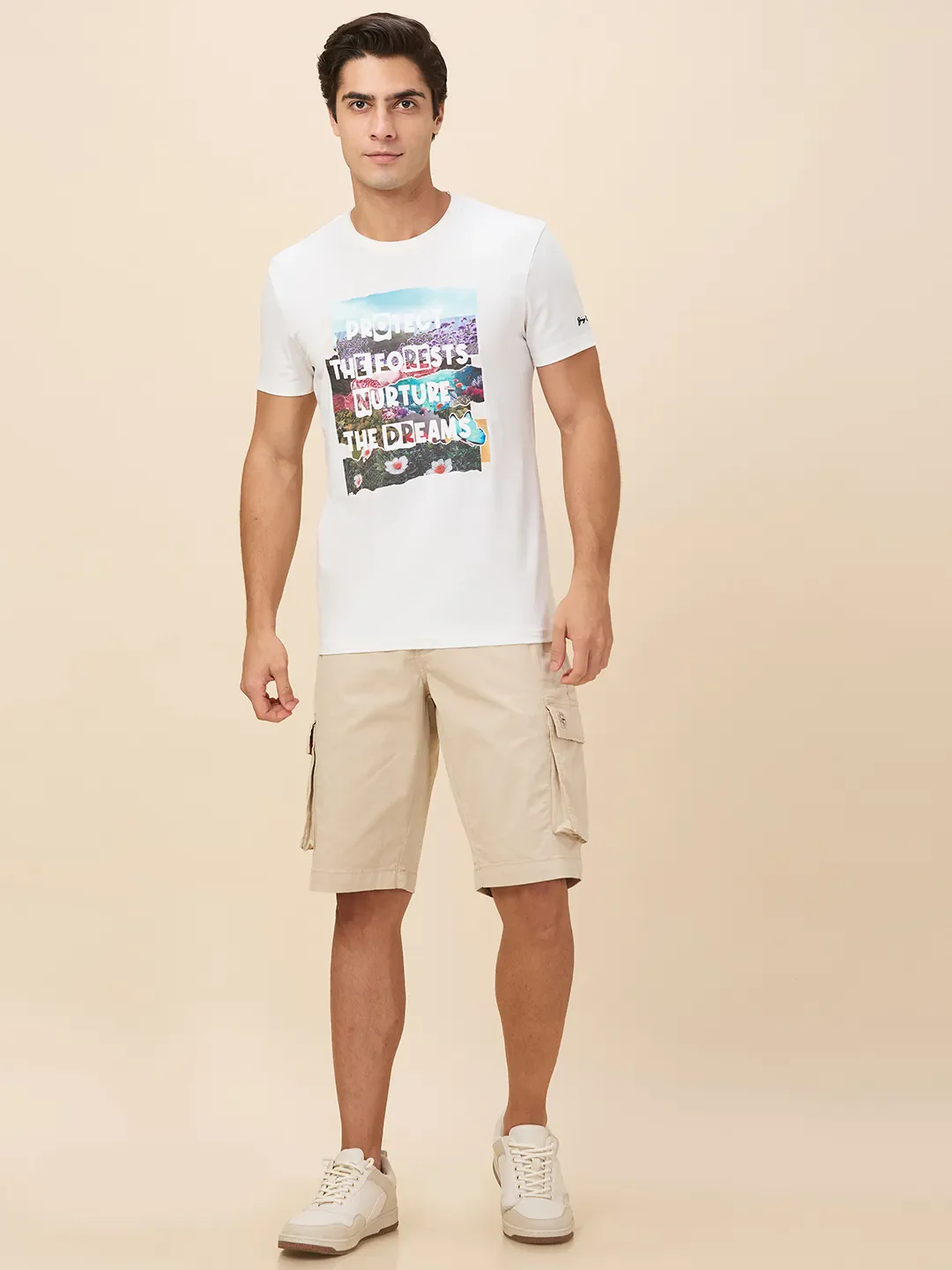 Chalk Slim Fit Round Neck Men's T-Shirt by Being Human Clothing - Image 2