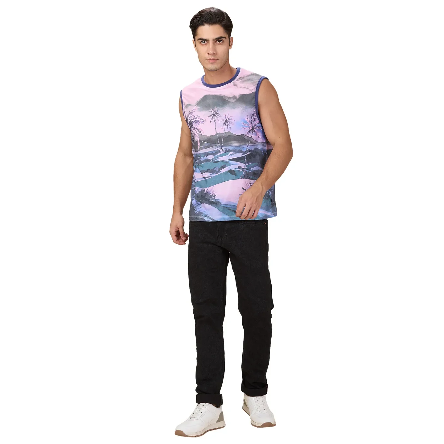 White Slim Fit Round Neck Men's T-Shirt by Being Human Clothing - Image 2