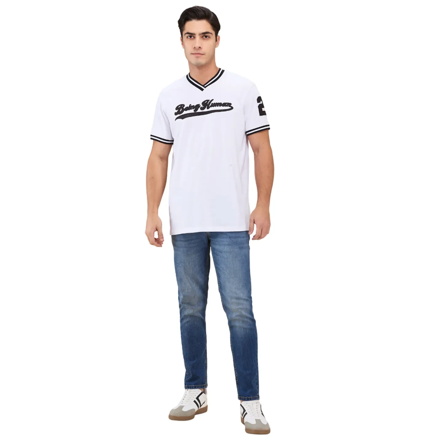 White Easy Fit Round Neck Men's T-Shirt by Being Human Clothing - Image 2