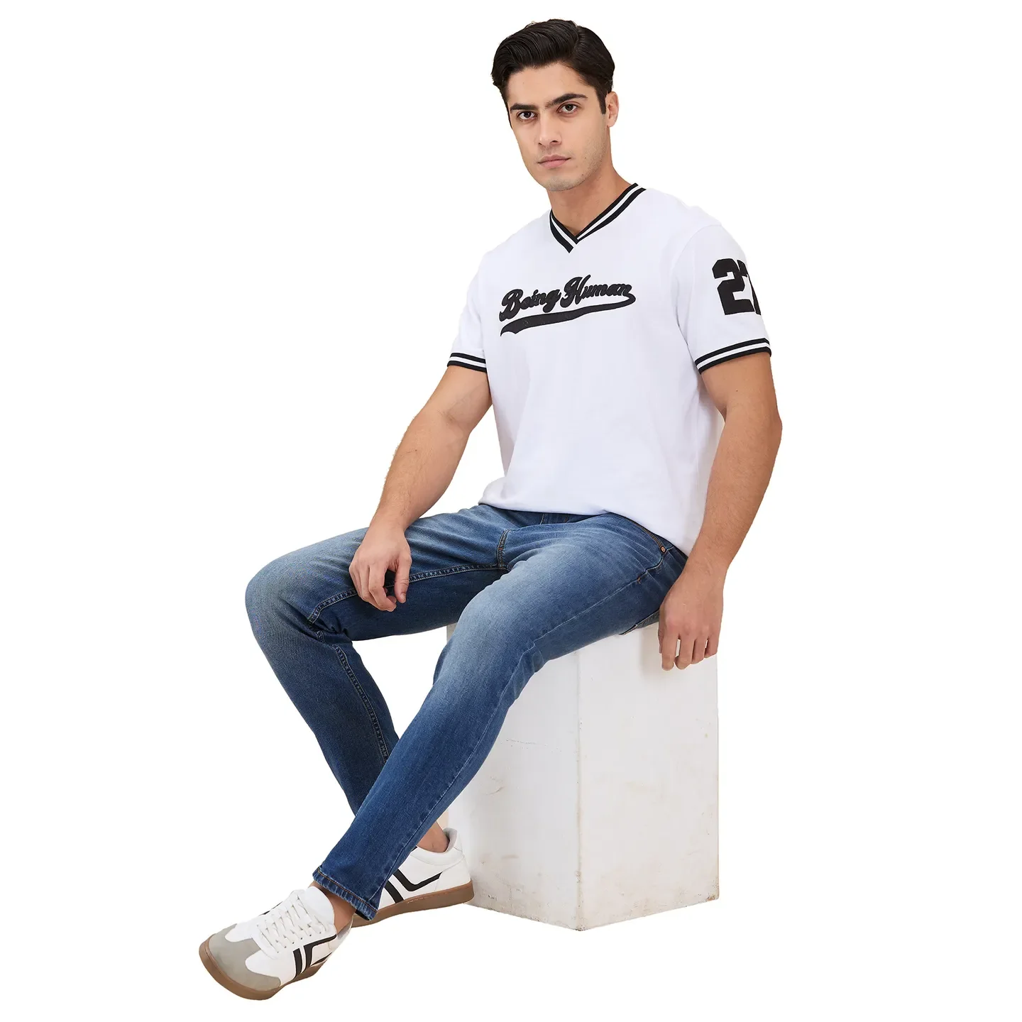 White Easy Fit Round Neck Men's T-Shirt by Being Human Clothing - Image 6