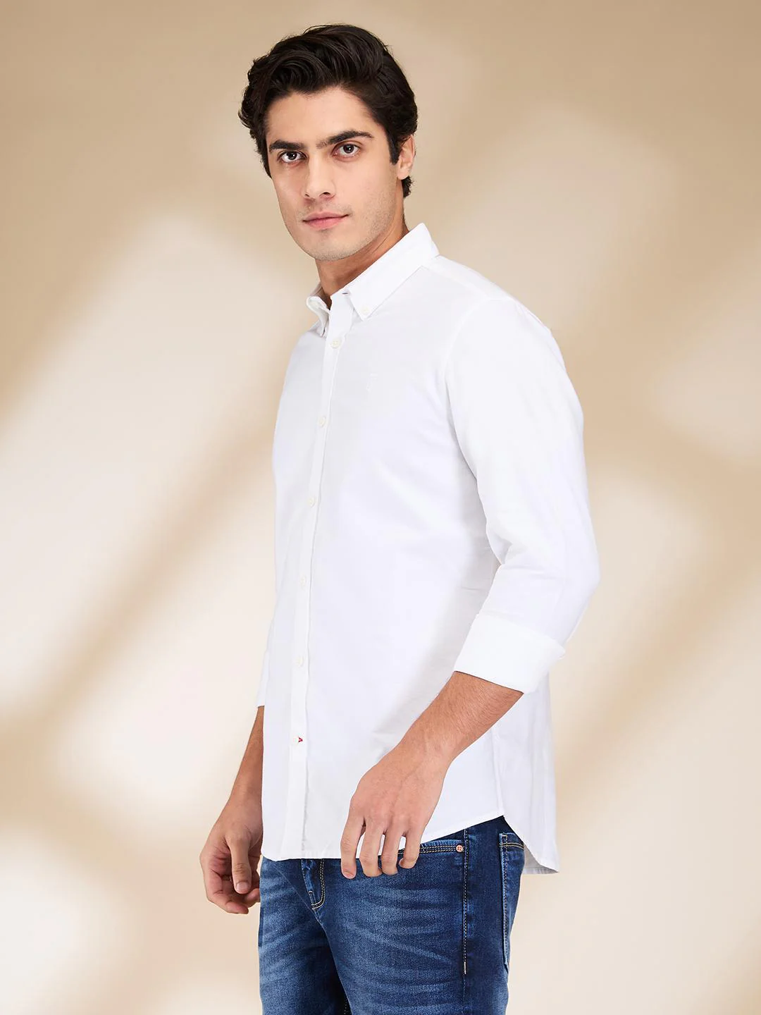 White Slim Fit Regular Collar Men's Shirt by Being Human Clothing - Image 2