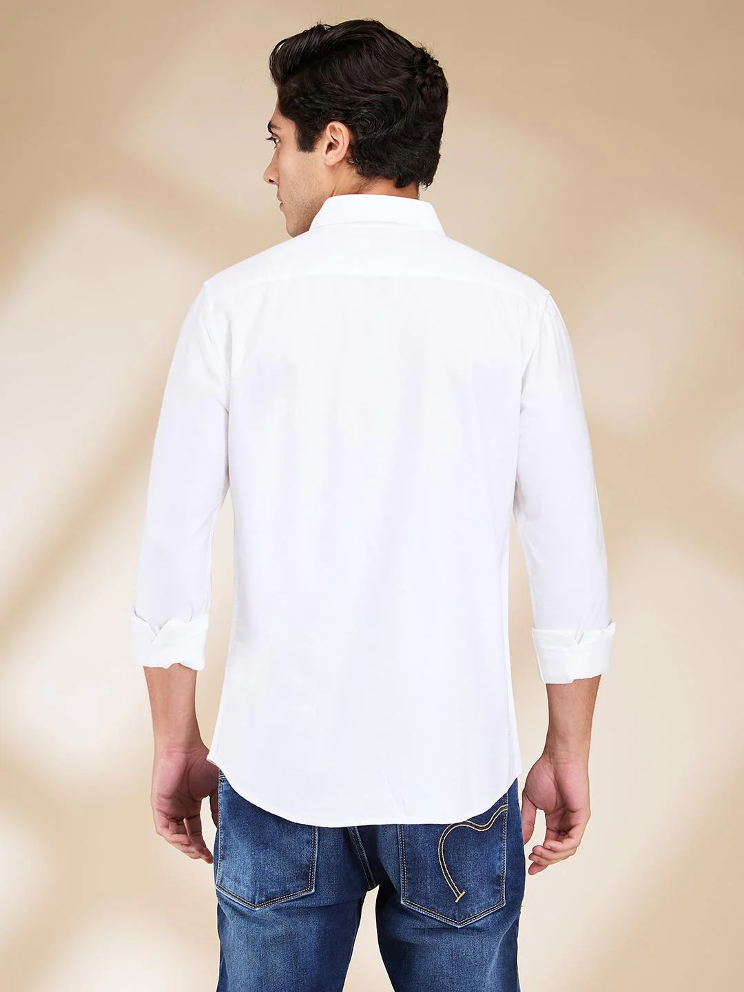 White Slim Fit Regular Collar Men's Shirt by Being Human Clothing - Image 3