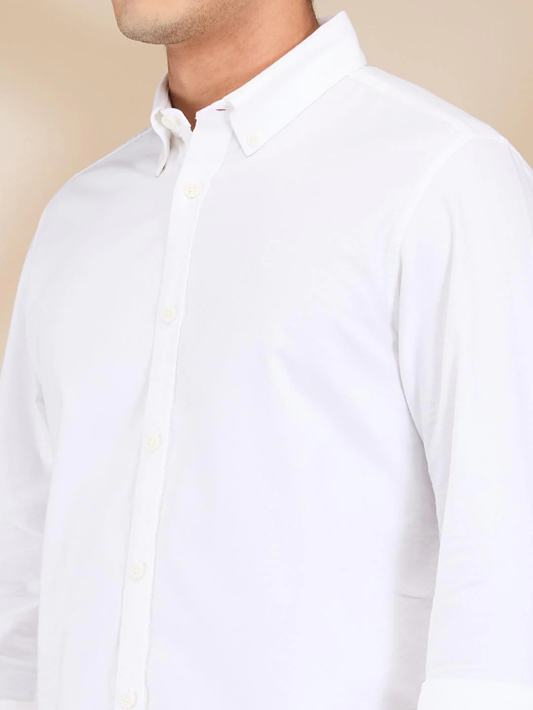 White Slim Fit Regular Collar Men's Shirt by Being Human Clothing - Image 4