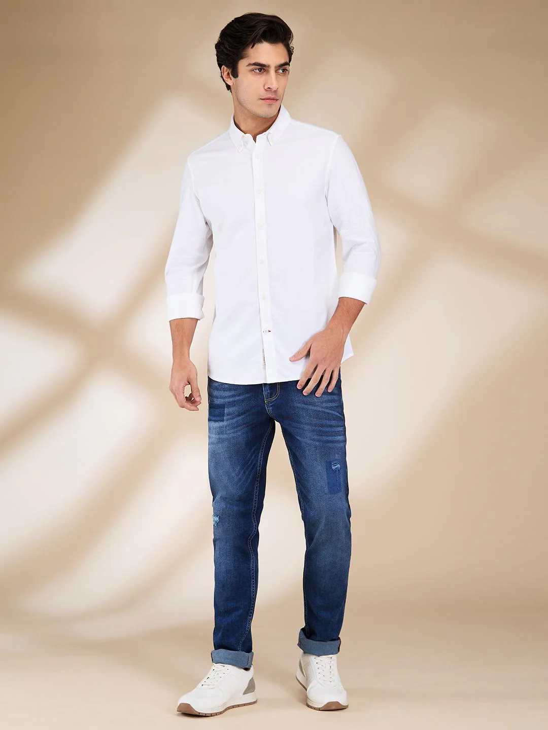 White Slim Fit Regular Collar Men's Shirt by Being Human Clothing - Image 5