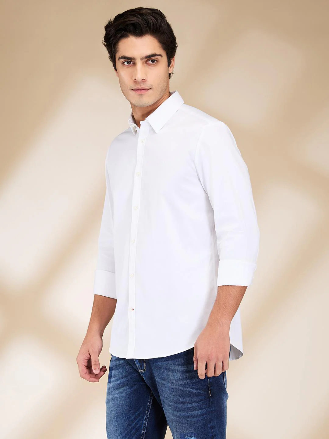 White Slim Fit Regular Collar Men's Shirt by Being Human Clothing - Image 2