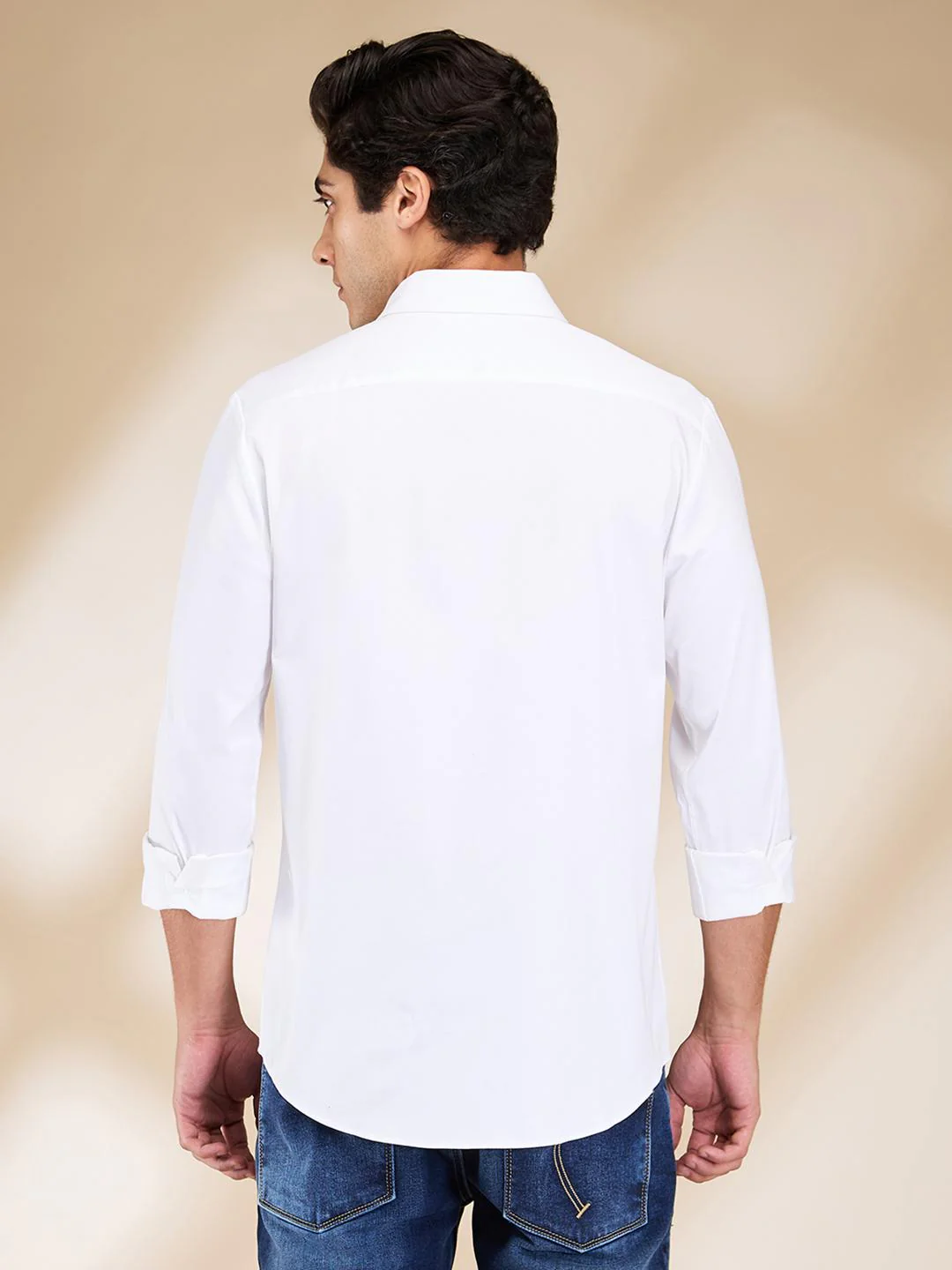 White Slim Fit Regular Collar Men's Shirt by Being Human Clothing - Image 3