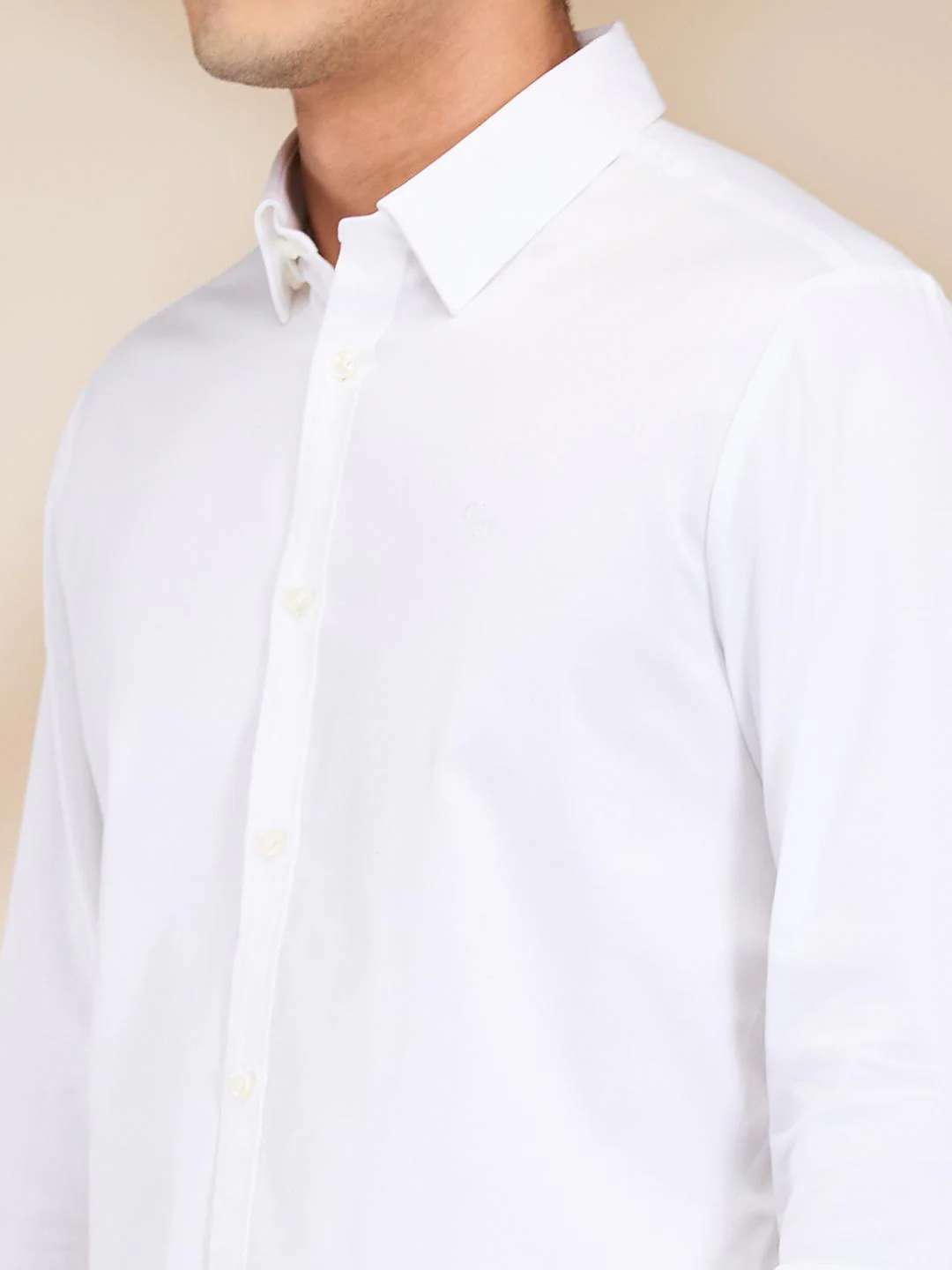 White Slim Fit Regular Collar Men's Shirt by Being Human Clothing - Image 4