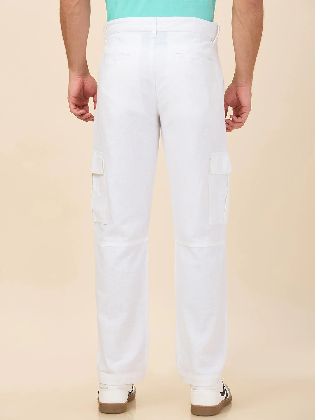 White Straight Fit Cargo For Men By Being Human Clothing - Image 3