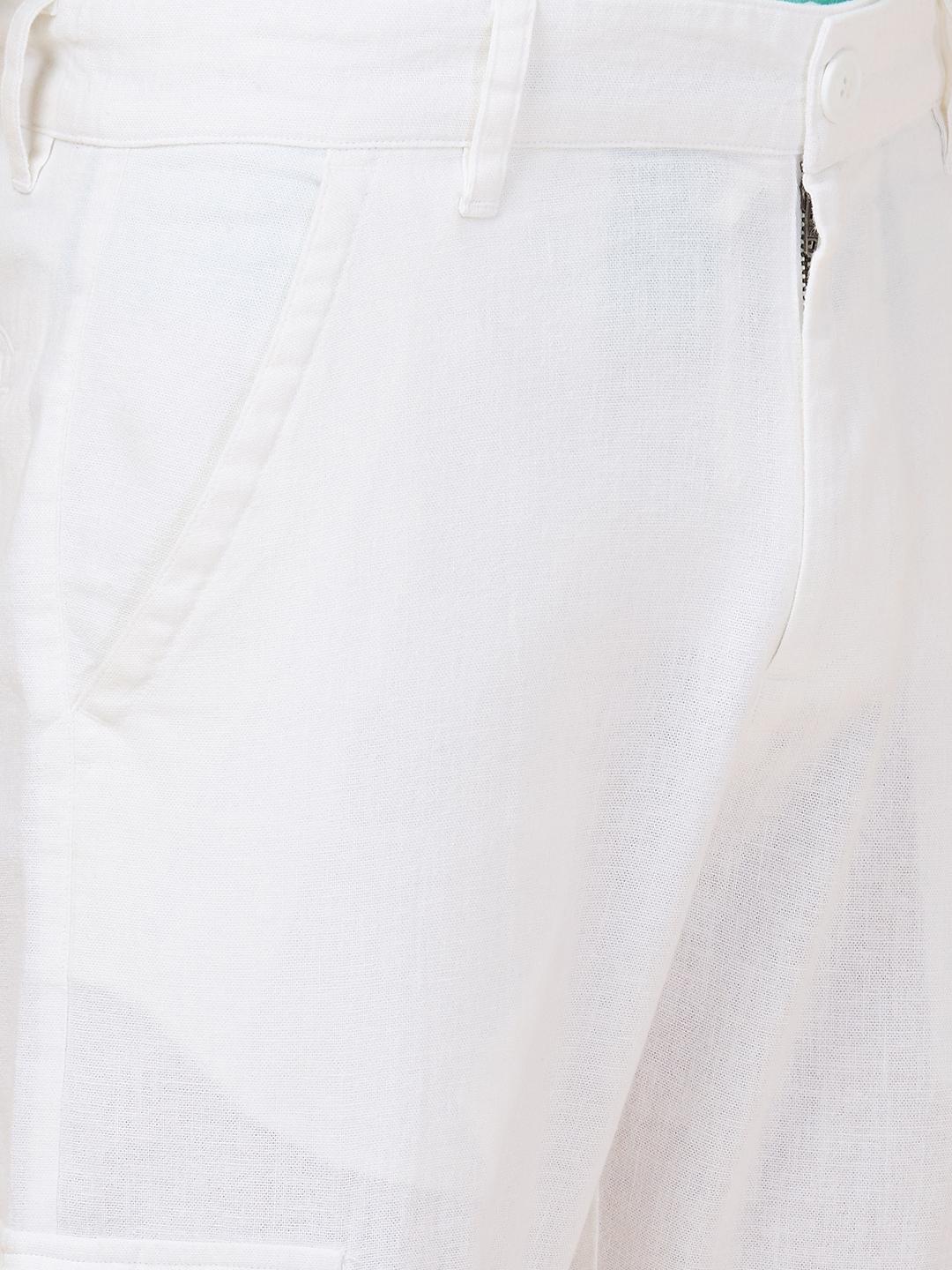 White Straight Fit Cargo For Men By Being Human Clothing - Image 4